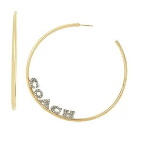 COACH Large Pave Hoop Gold two-tone w/ rhinestones Earrings NWT